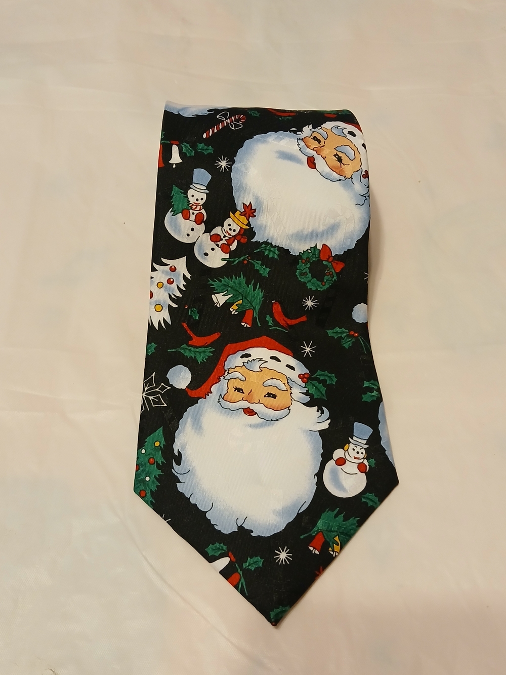 Yule Tie Greetings Men's Christmas Santa Print Tie - Black
